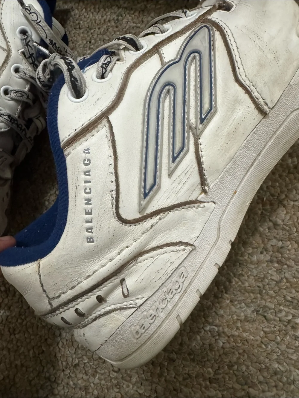Balenciaga Hamptoms White and Navy Men's Athletic Sneakers